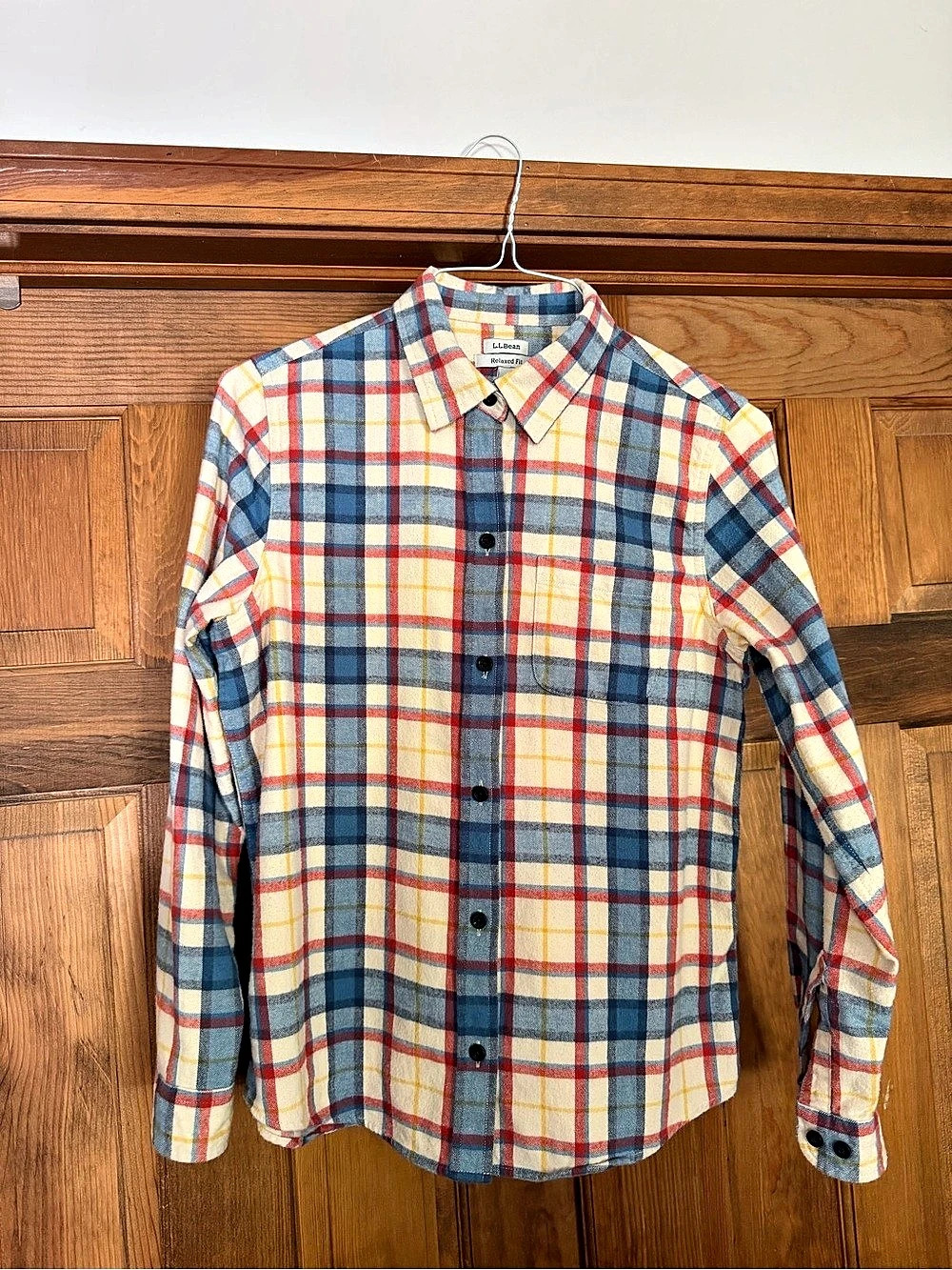 L.L.Bean Relaxed Fit Plaid Cotton Shirt Size Small Like New